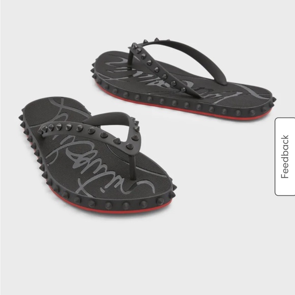 Christian Louboutin- Loubi Flip Donna Flat, black/red. Material- rubber. Size 37 - Picture 8 of 10